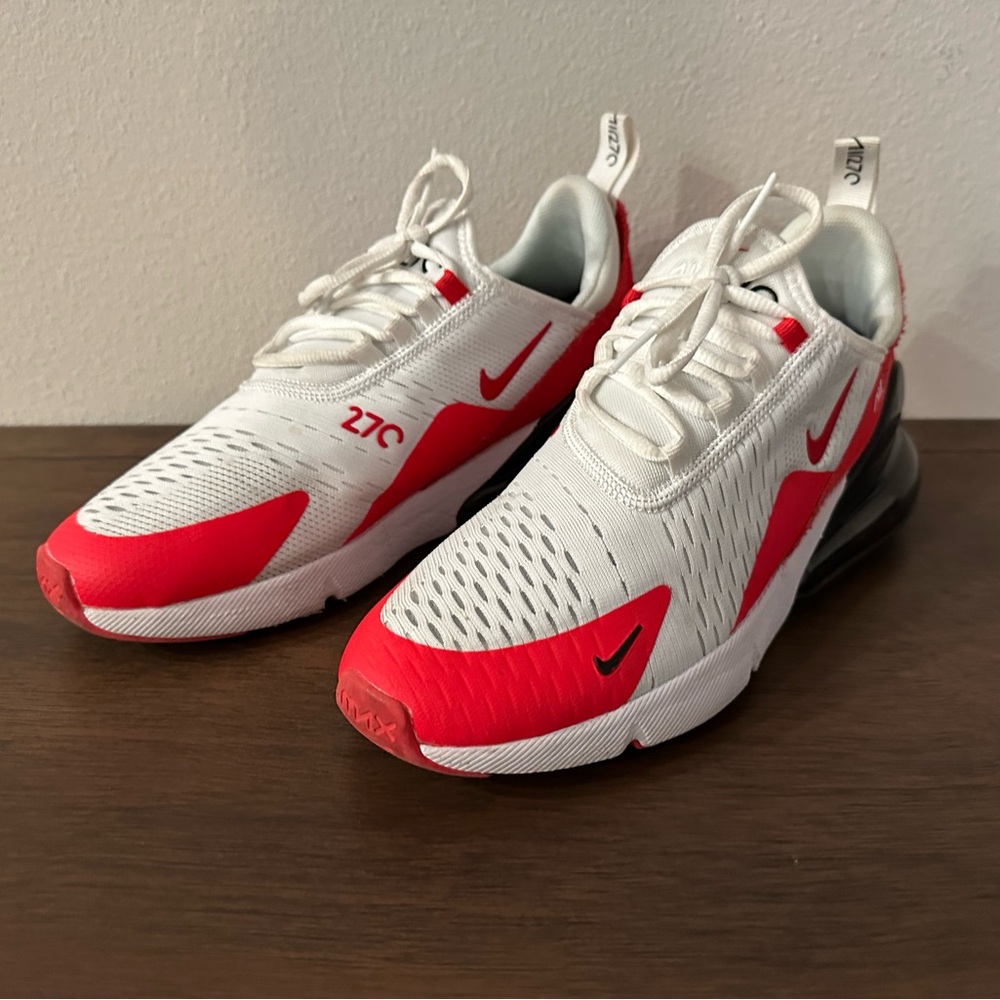 Nike Air Max 270 White and Red Sneakers